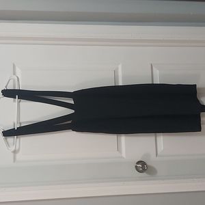Black Midi pencil skirt with suspenders and exposed zipper at back - size M